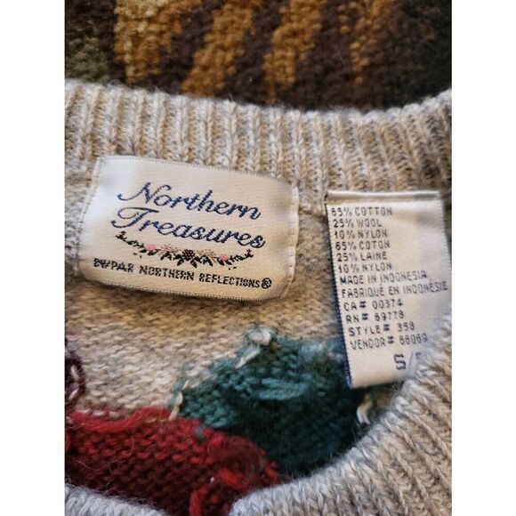 Vintage Northern Reflections Sweater Women's Small Grey Wool Cotton Cardinal - Picture 3 of 4
